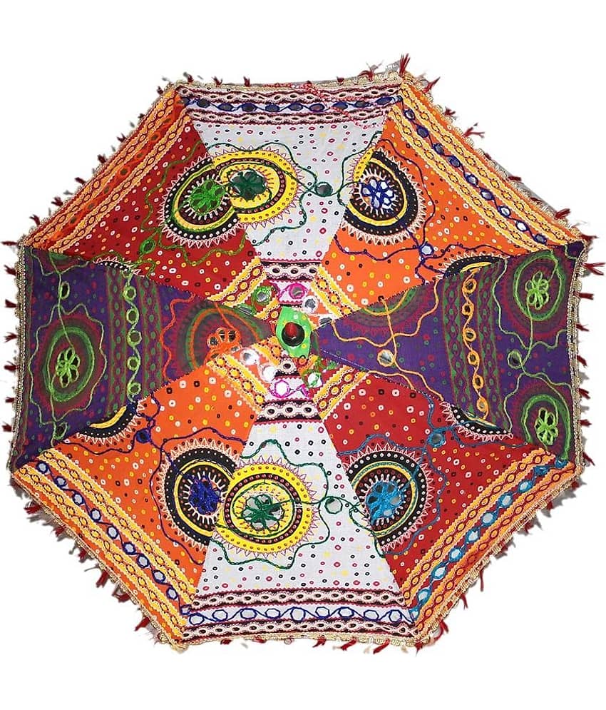 Rajasthani Embroidered Fabric Umbrella for Navratri Decoration - Pack of 1
