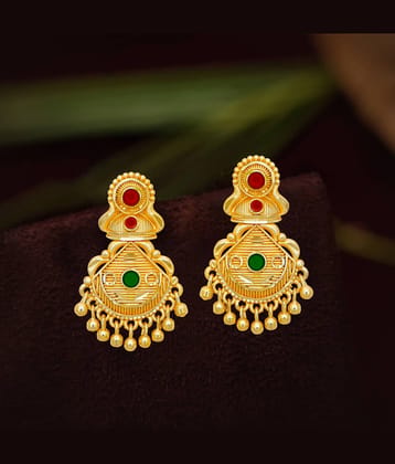 LUV FASHION Golden Chandbalis Earrings ( Pack of 1 )