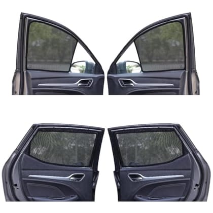 NEODRIFT 'NeoShade' Magnetic Car Sunshades for Suitable for Honda Amaze (2025) (Set of 4 - Front & Rear - Zipper Only on Rear Row)(UV Protection, Magnetic Grip, Privacy & Heat Control)