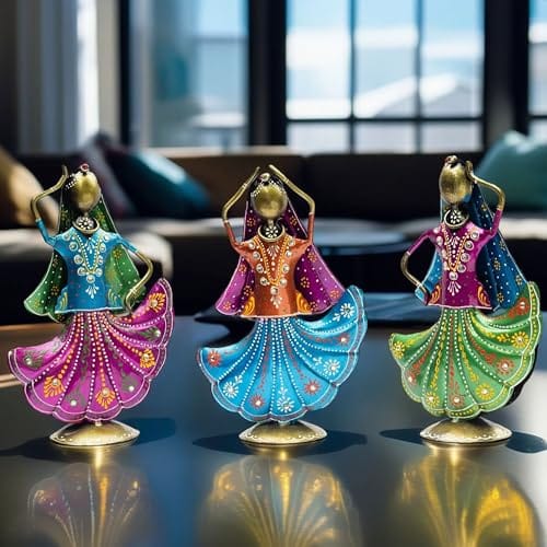 Metal Figurine Dancers Home Decor Item for Living Room, Bedroom, Wedding Festive Housewarming Gift Showpiece