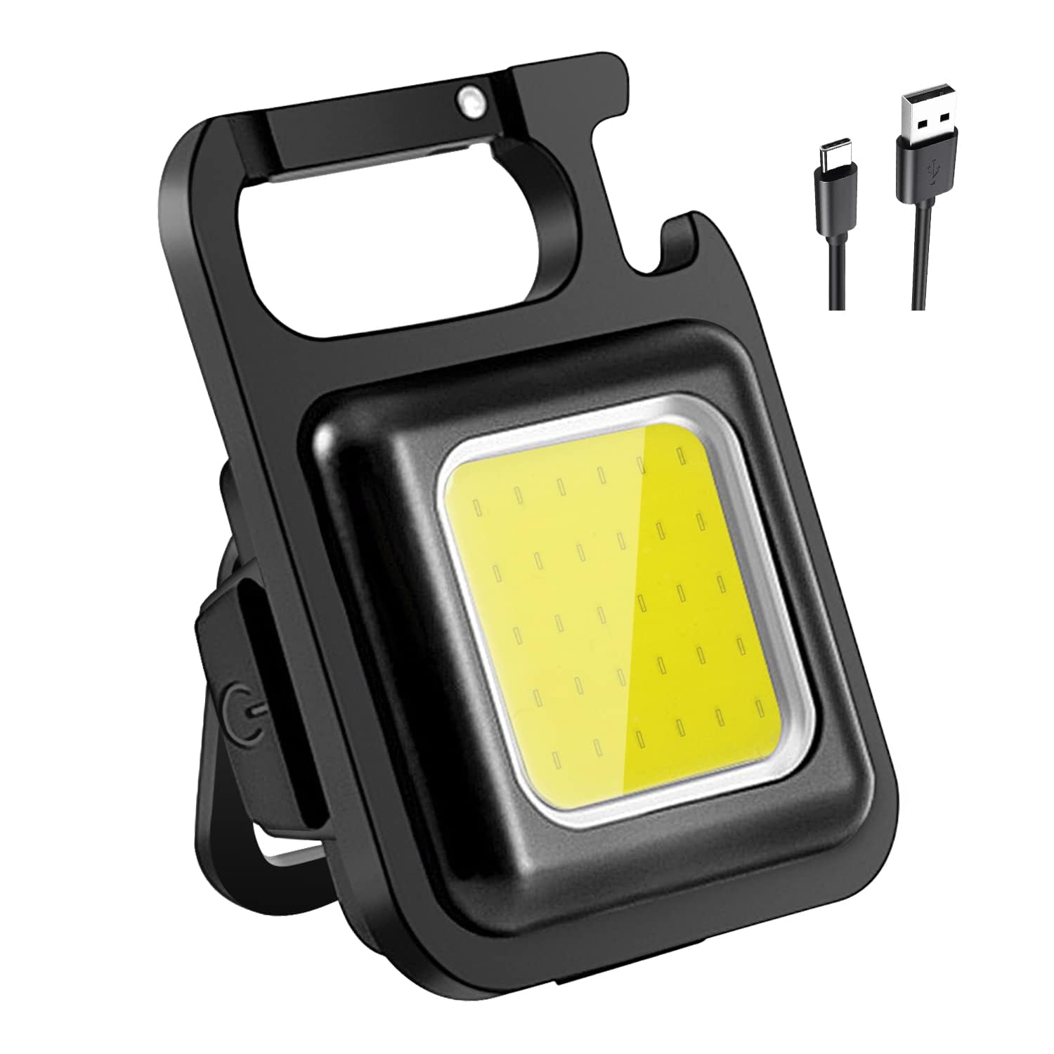 DHRUVINSRI Rechargeable Keychain Mini Flashlight with 4 Light Modes,Ultralight Portable Pocket Light with Folding Bracket Bottle Opener and Magnet Base for Camping Walking