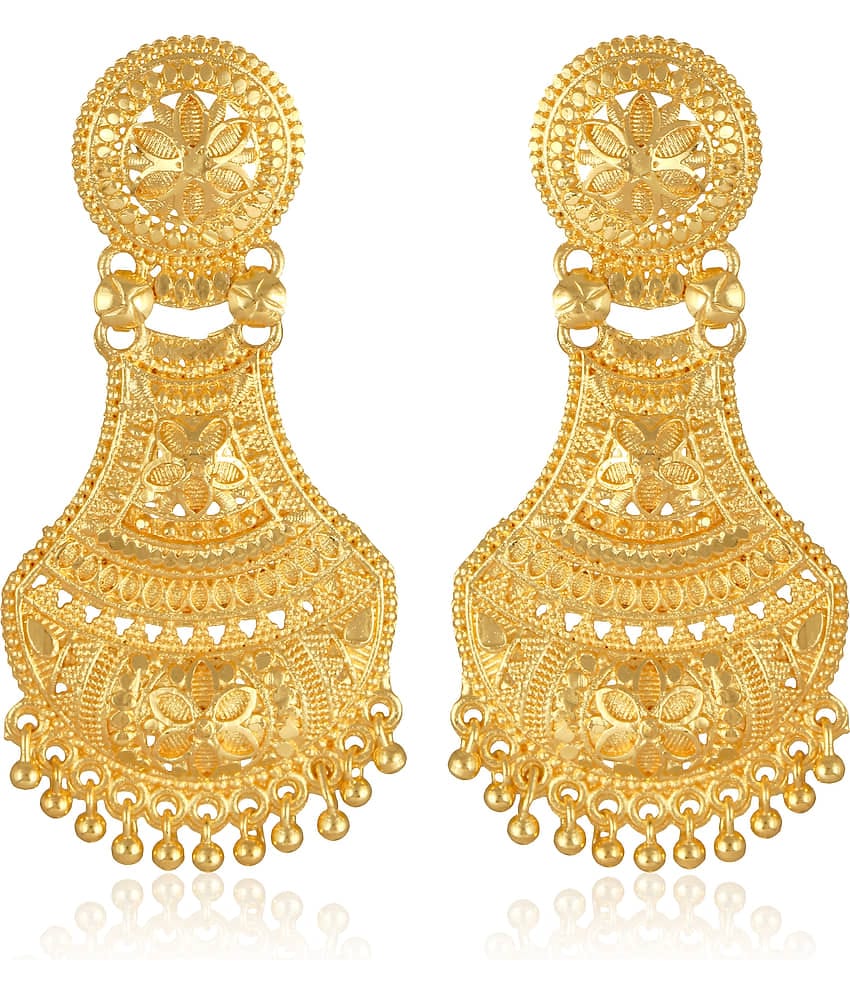 VIVASTRI Golden Stud Earrings ( Pack of 1 )