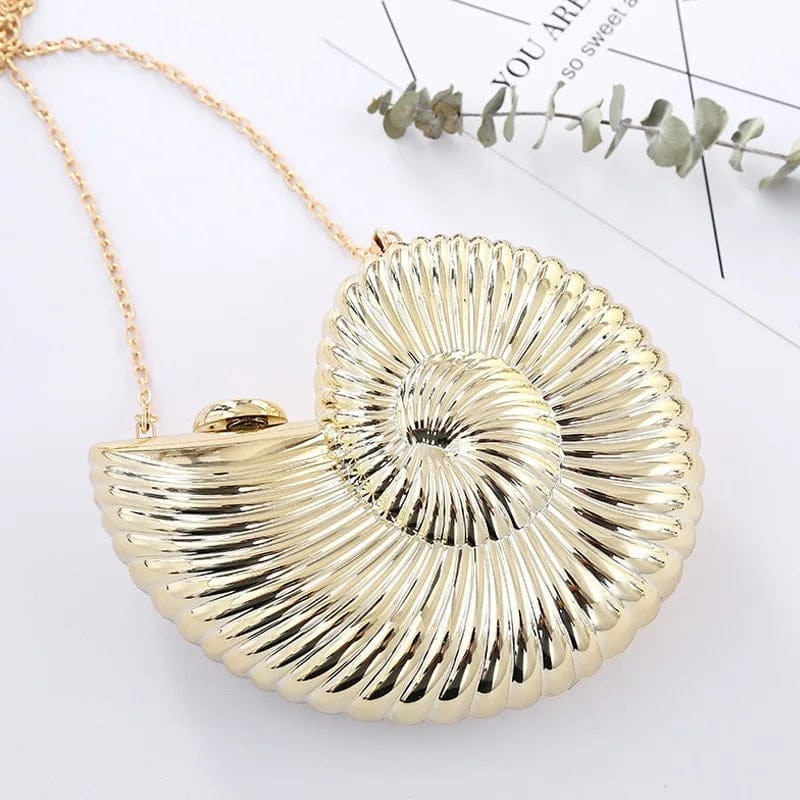 Luxury Golden Silver Conch Acrylic Hard Clutch Hand Bags & Cases Sling Chains Evening Party Bag for Women