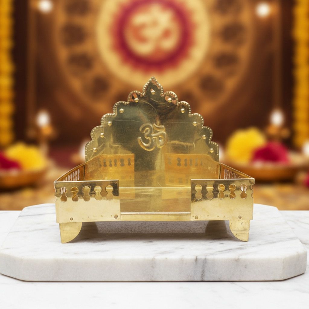 Decorative Brass Singhasan Sheet for God Idol | Traditional Temple Seating, Height : 11.4 Inch (ZMAS107 K)