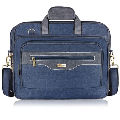 LOREM Blue & Grey Color Linen fabric 28L Laptop Messenger Bag For Men BG108