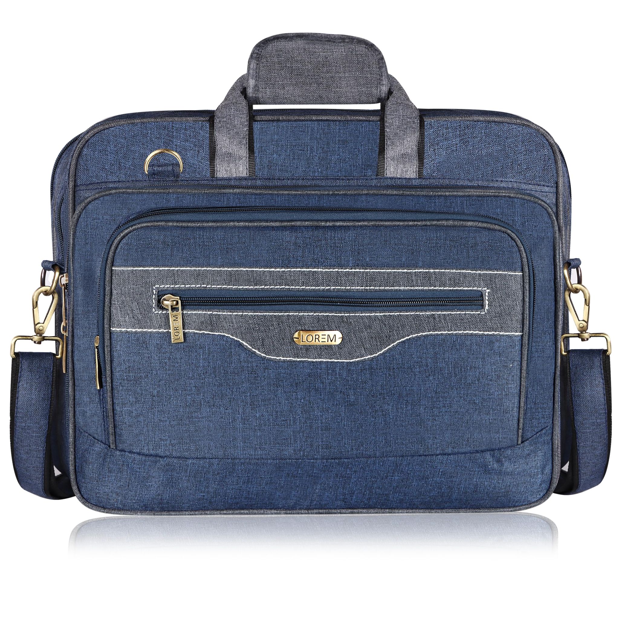 LOREM Blue & Grey Color Linen fabric 28L Laptop Messenger Bag For Men BG108