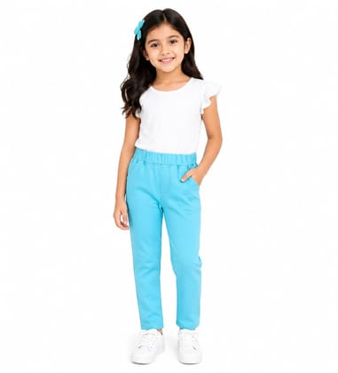 Girl's Denim Solid Elasticated Jeggings Cum Jeans (Blue, 4-5-Yrs)-PID66057