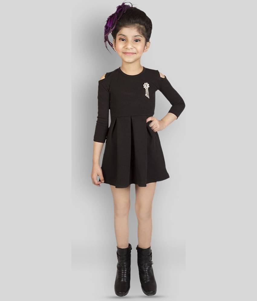 Addyvero Cotton Blend A-line Dress For Girls ( Pack of 1 , Black )