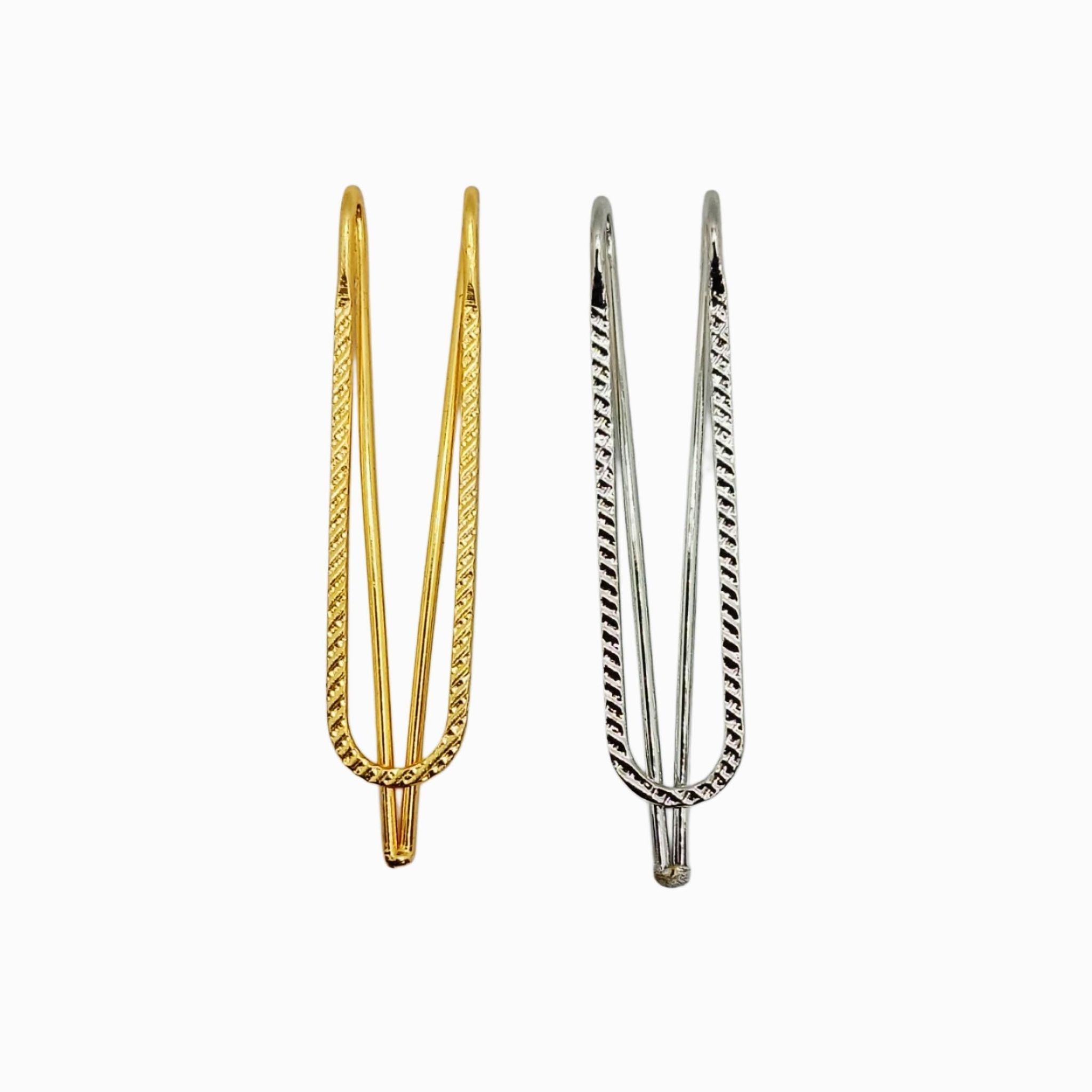 Shall Pins (4 Golden + 4 Silver) 8 Pieces - 4.8 cm Length - Multi-Purpose Metal Pins for Girls and Women- U Shape Clip for Saree - Dupatta - Hijab and Chunari