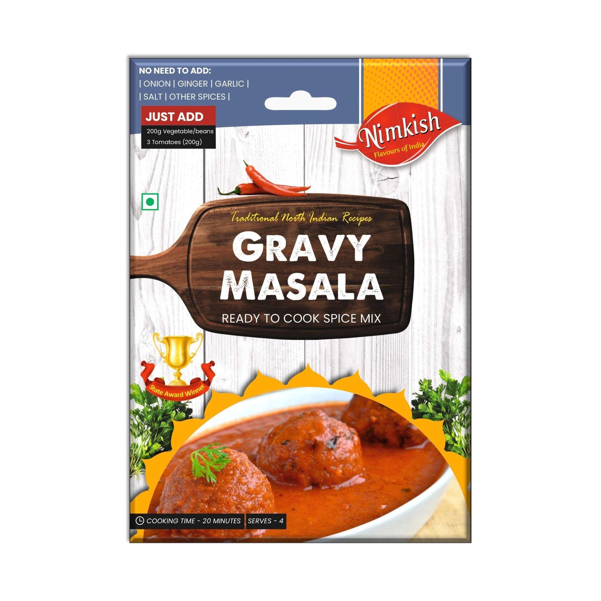 Nimkish Gravy Masala Ready to Cook Spice Mix | 60g | Onion Ginger Garlic Already in Mix | Himalayan Recipe