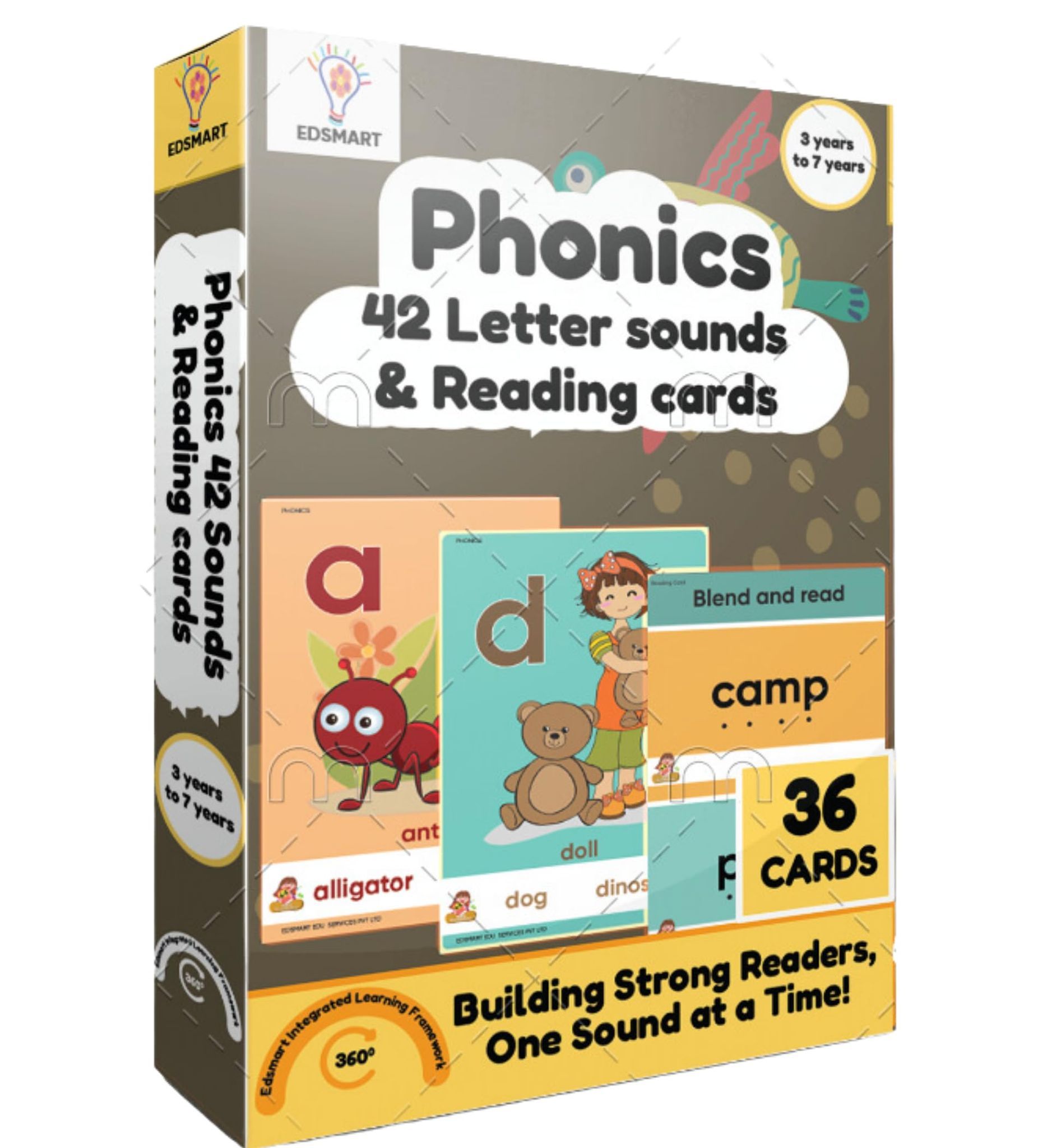 Edsmart Thick Flash Cards for Toddlers & Preschool Learning for Kids 1, 2, 3, 4 Years| Letters, Numbers, 100+ Words |Montessori Toys & Games