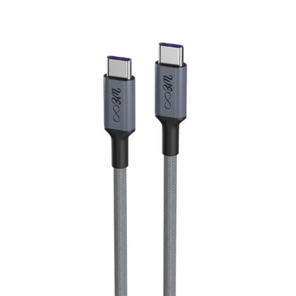 Walta Elite Real Plus Pro Type-C To Type-C Fast Charging Braided Cable Charges Upto 5 Amp- Grey