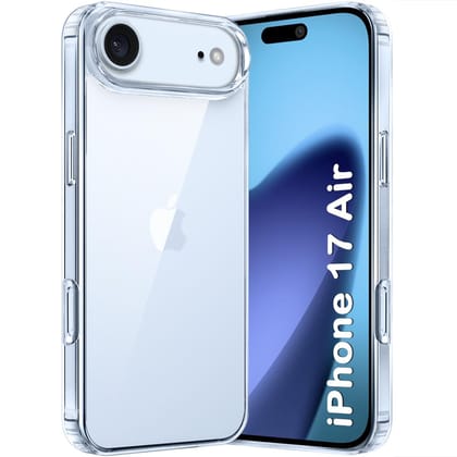 TheGiftKart Ultra-Hybrid Crystal Clear Back Case Cover for iPhone 17 Air | Shockproof Design | Hard Back Cover Case for iPhone 17 Air (PC & TPU, Transparent) TheGiftKart Ultra-Hybrid Crystal Clear Back Case Cover for iPhone 17 Air | Shockproof Design | H