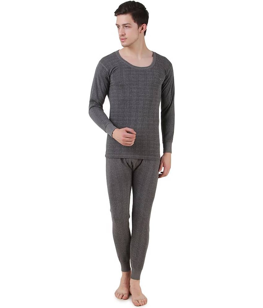 Hap Kings Pack of 1 Cotton Blend Thermal Sets For Men's ( Grey )
