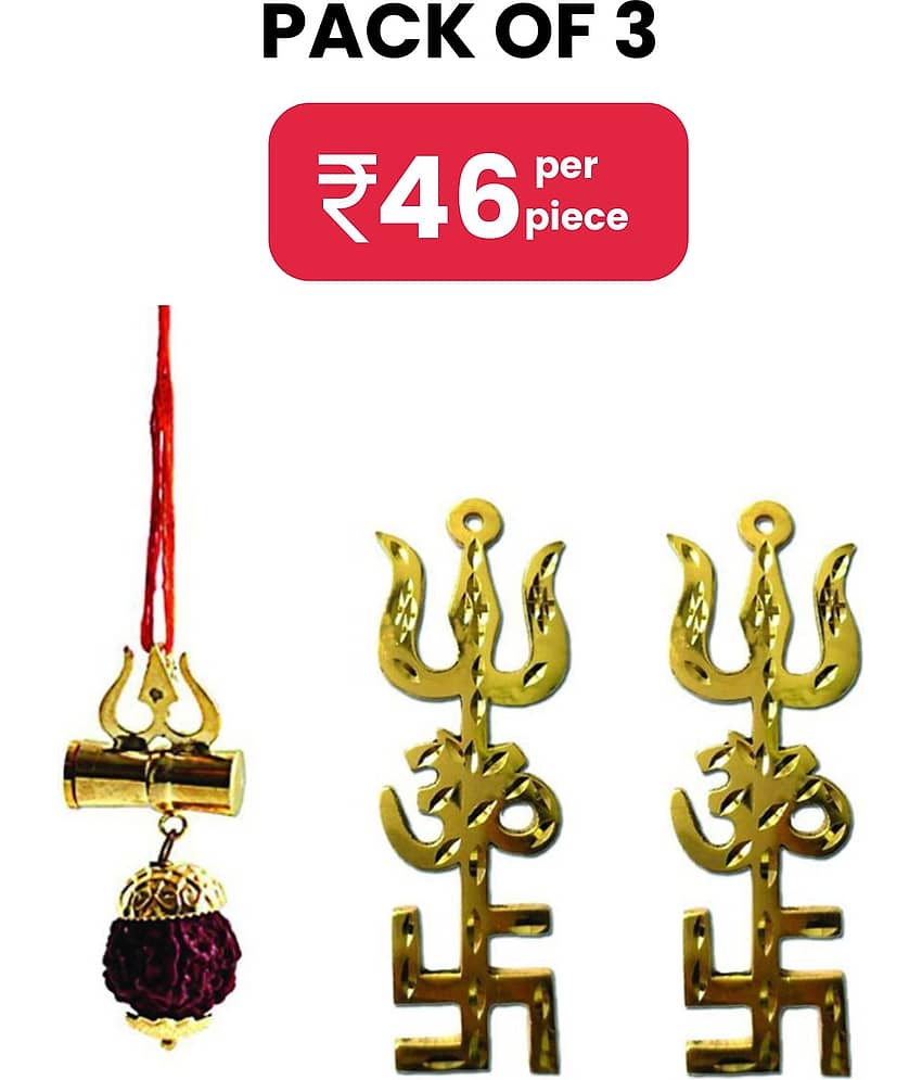 Ratnatraya Combo Of Shiv Shakti Kavach Pendant with Rudraksha, Swastik Om Shiva Trishul