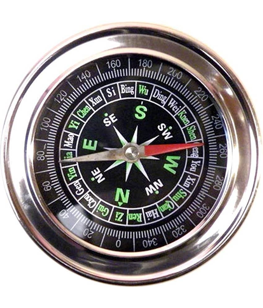 SHB Stainless Steel Vastu Fengshui Camping Navigation Compass (Silver)