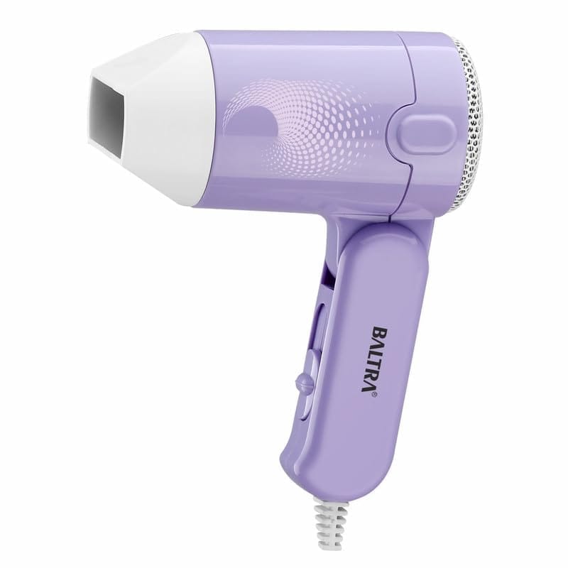 BALTRA Hair Dryer, 500 Watt Powerful DC Motor, 2 Speed (Warm+Hot Air), Foldable Handle, Detachable Nozzle, Automatic Overheat Protection, Styling Option for Salon Like Blowdry | 2 Year Warranty
