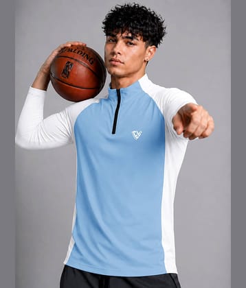 Eyebogler Men Polyester Regular Fit Colorblock T-Shirt ( Blue )