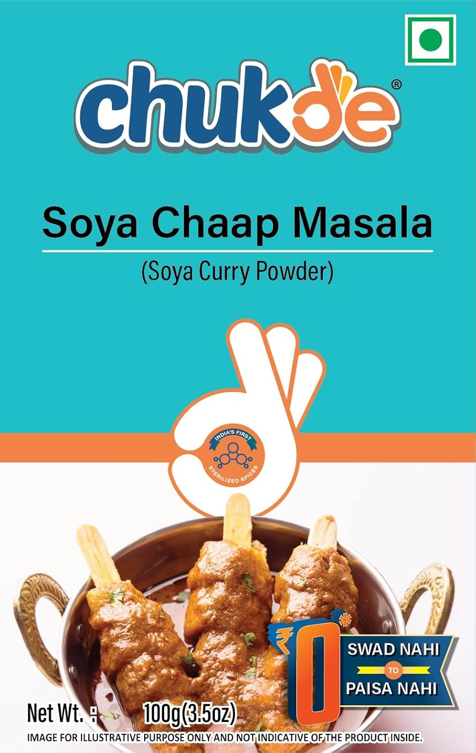 Chukde Soya Chaap Masala -100gm | Spicy and Flavorful Blend of 25 Herbs and Spices Including Cumin, Coriander, Turmeric, and Red Chili for Vegetarian Indian Cuisine | Hygienically Packed