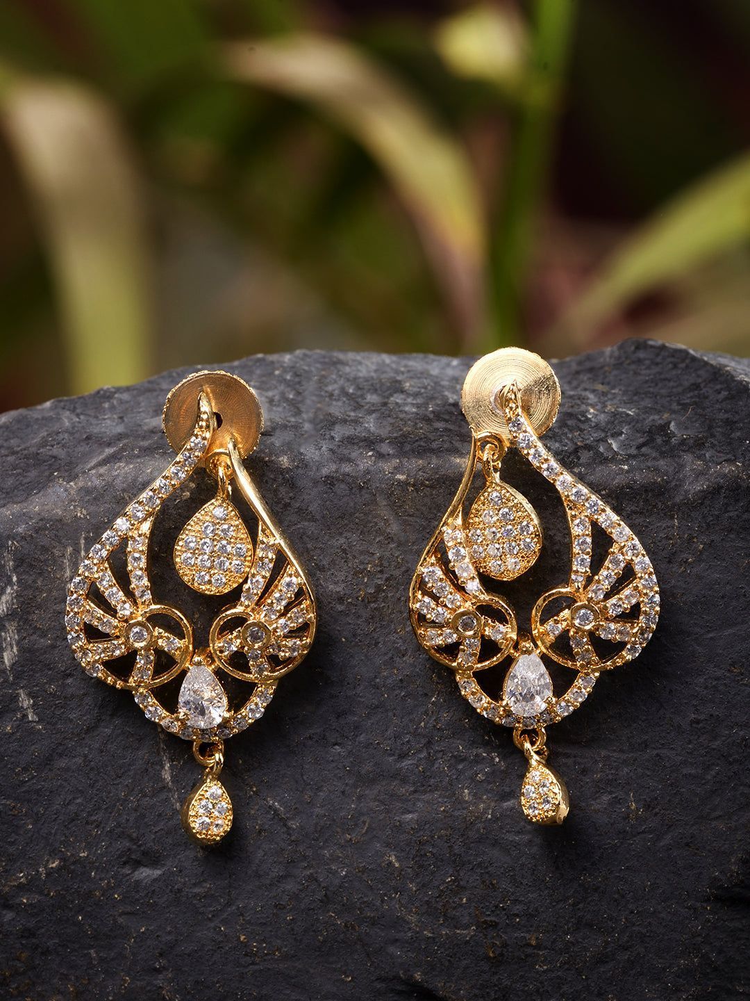 Gold Plated White AD studded handcrafted Stud Earrings