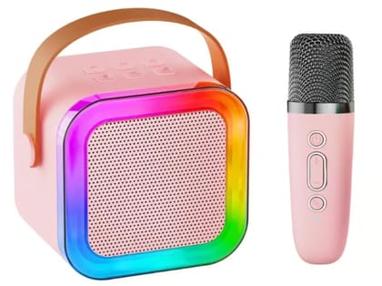 Mini Bluetooth Karaoke Speaker Machine for Kids  Wireless Microphone, Rechargeable, Led Lights, Bluetooth Speaker  Singing Toy for Boys & Girls  Birthday Gift for Kids