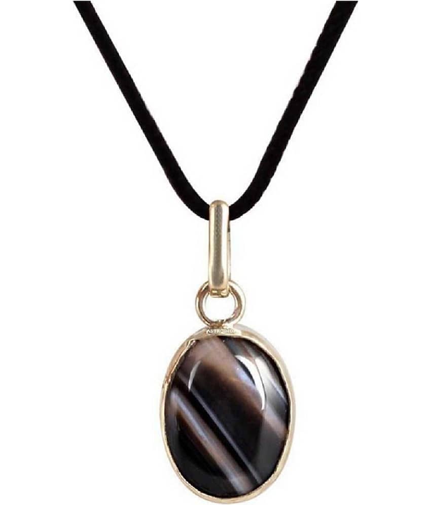 Sulemani Hakik Aqeeq Black Akik Kala Haqiq Panchdhatu Pendant Locket with Lab Certificate Silver Chalcedony Stone Pendant