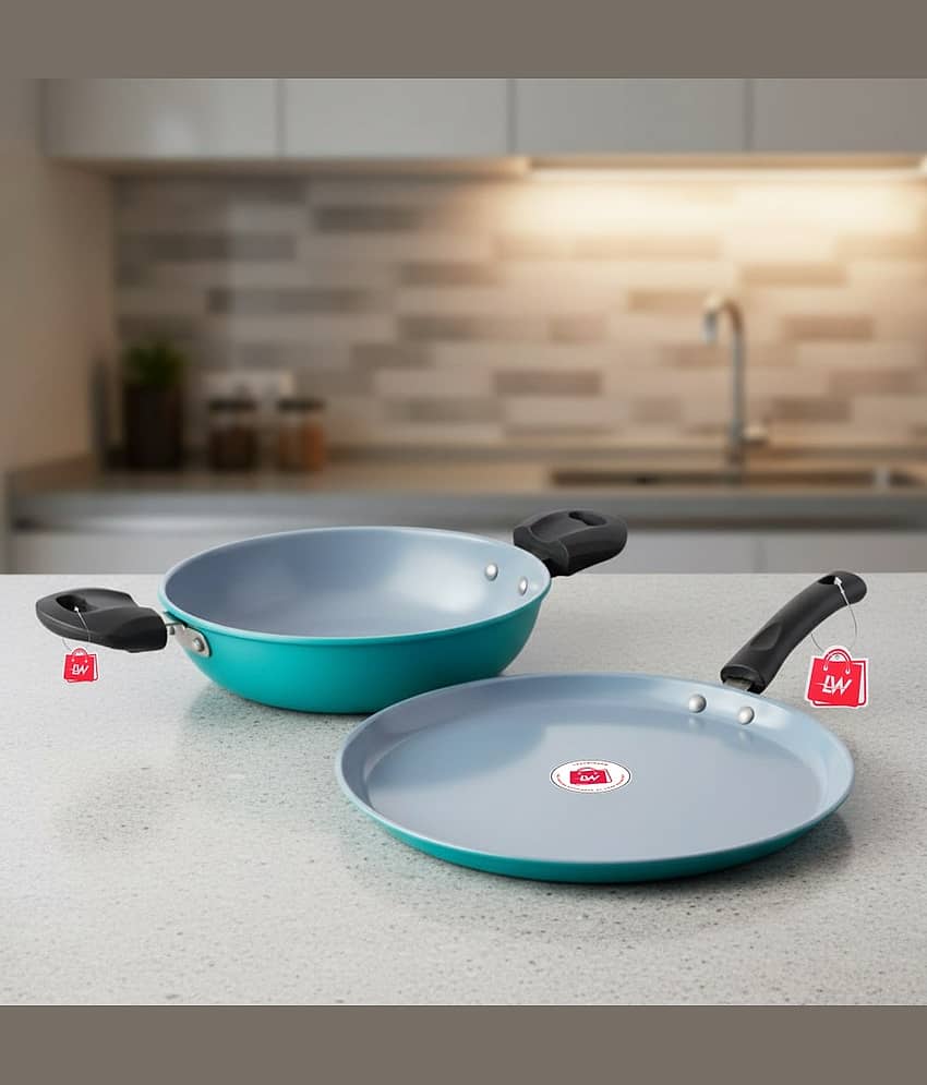 LAZYWINDOW Non Stick Iron Cookware Sets Kadhai & Dosa Tawa