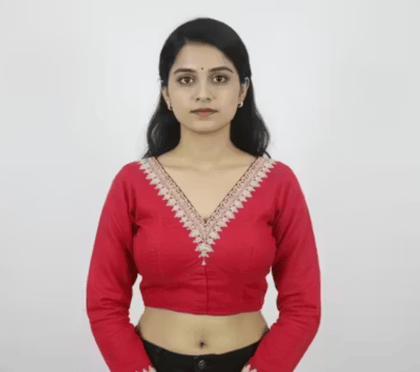Women fullsilev styles bichitara blouse,Red colour