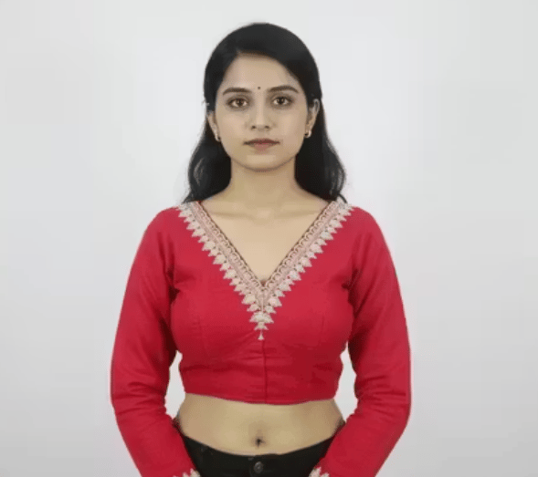 Women fullsilev styles bichitara blouse,Red colour