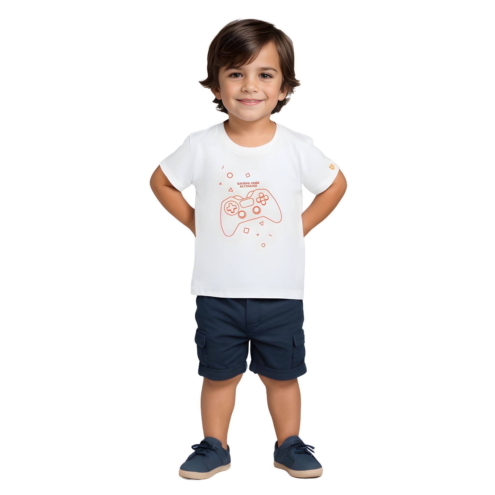 Boys T shirt Cotton Pure White Joystick
