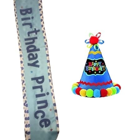 Birthday Hat and Birthday Prince Sash Combo for Boy's Birthday