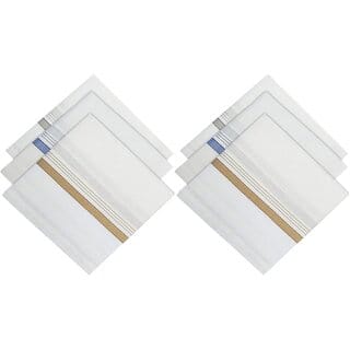 (Set Of 6) Lining Design Men's Handkerchiefs, 100% Pure Cotton & Pocket Square Hankies