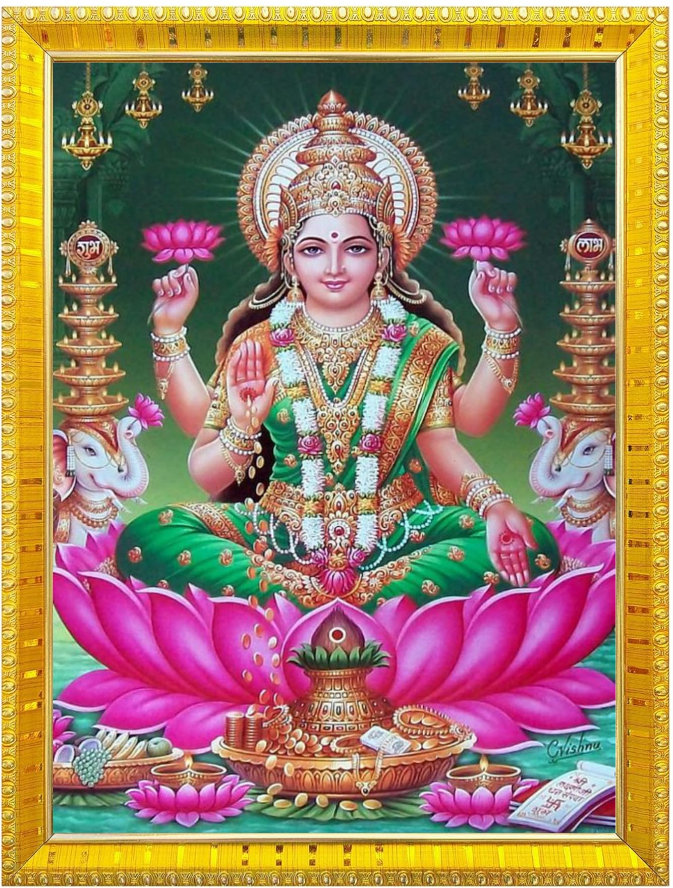 NOKKES Laxmi Devi Maa Mata Photo Frames Religious Photo frame 5X7 Inch Photo Frame_W19