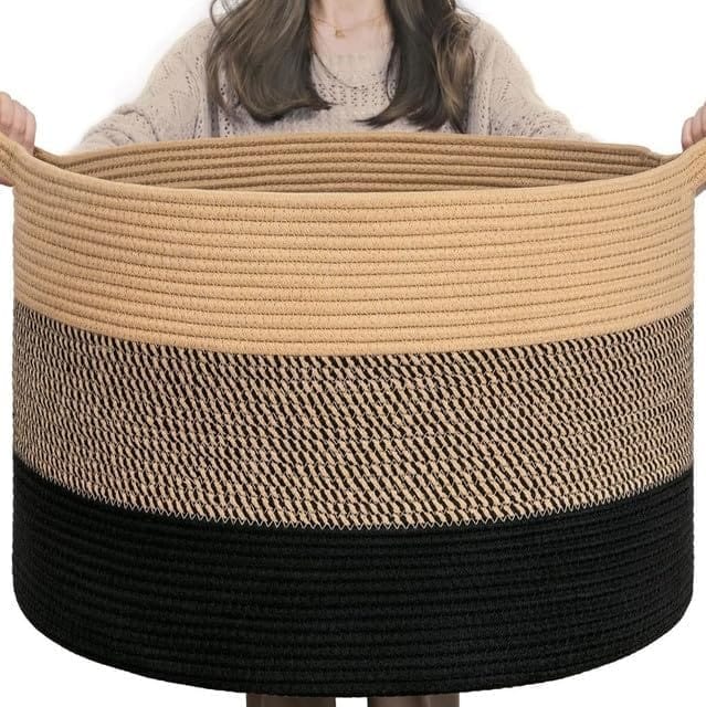 Generic Cotton Pack Of_1 Mix 16x14 Inch Storage Basket For Clothes With Out Lid (Multicolor)-PID66443