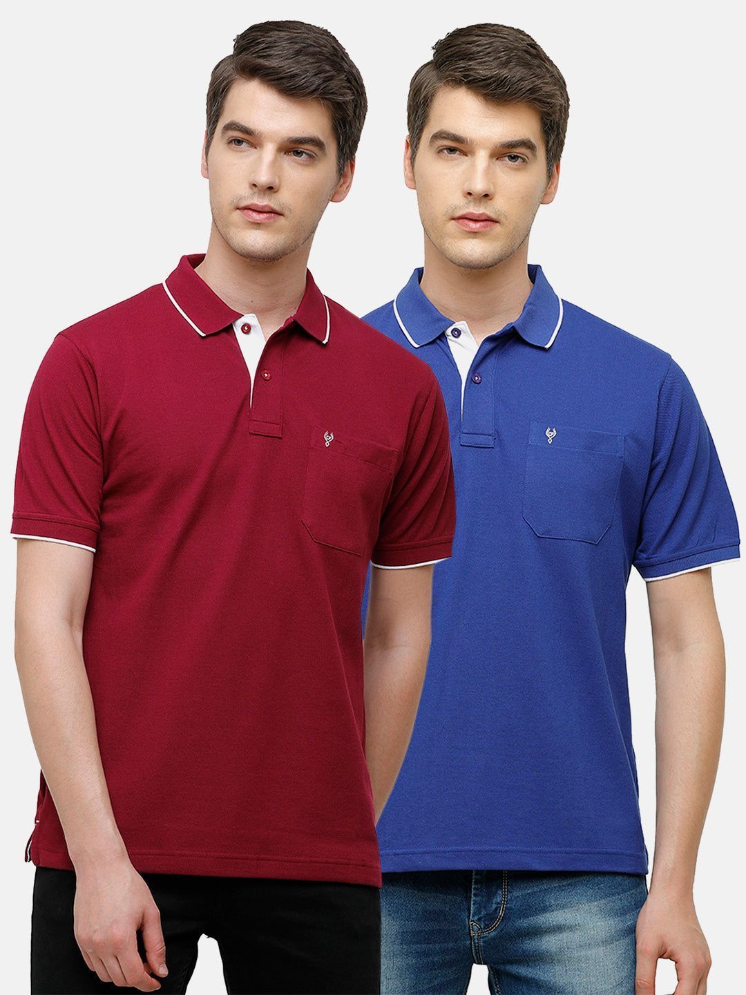 Classic Polo Men's Combo Double Pique Polo Half Sleeve Slim Fit T-Shirt Nova - Pack of 2