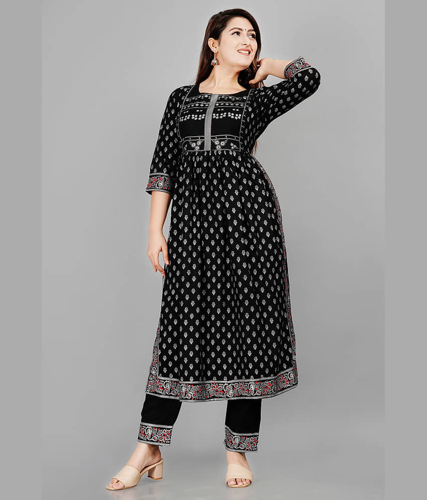 SIPET - Black Nayra Rayon Women's Stitched Salwar Suit ( Pack of 1 )