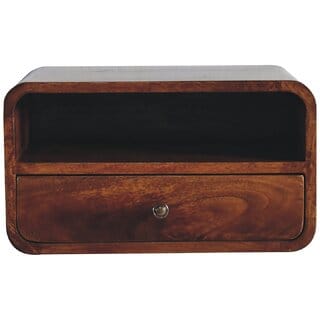 Large Chestnut Curve Upper Slot Floating Bedside