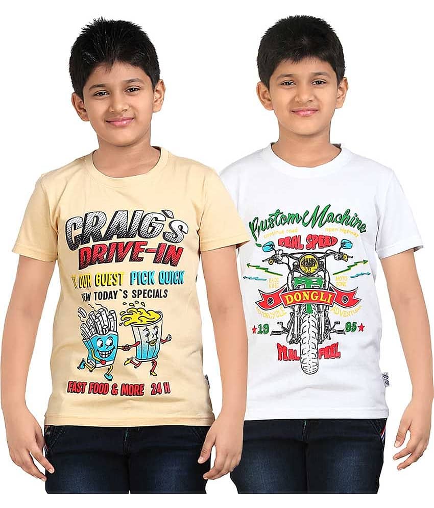 Dongli Pack of 3 Boys Cotton T-Shirt ( Multi Color )