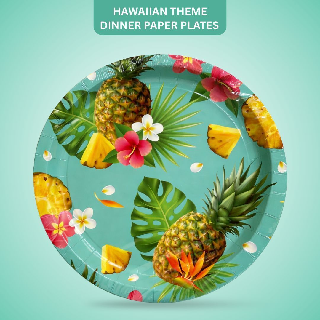 Hawaiian Theme Dinner Party Paper Plates  10.25 inches - 8PC