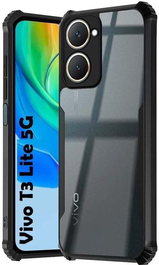 PLUGTECH Slim Shockproof Case | Matte Black Soft | Drop Protection | Precise Cutouts | Premium Mobile Cover for Vivo T3 Lite 5G