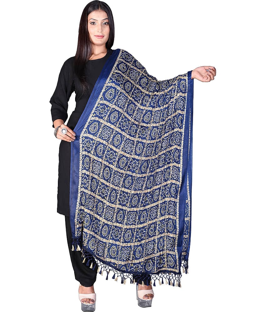 Apratim Blue Banarasi Silk Bandhej Dupatta - Single