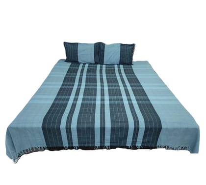 Dhaga Vishwas Ka Handloom Grey Cotton Double Bed Sheet with Pillow Covers