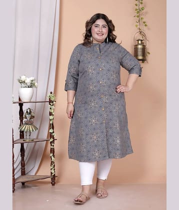 Avnii Women Cotton Printed A-line Kurti ( Grey )