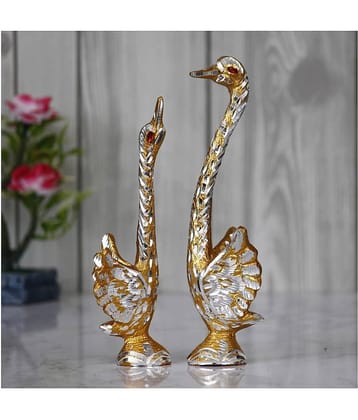 eCraftIndia Dancing Swan Couple Statues Decorative Bird Figurines Showpieces