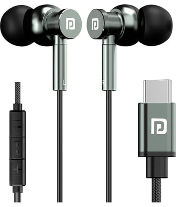 Portronics ‎Conch Tune C Type C Wired Earphone In Ear Tangle Free Cable Gray