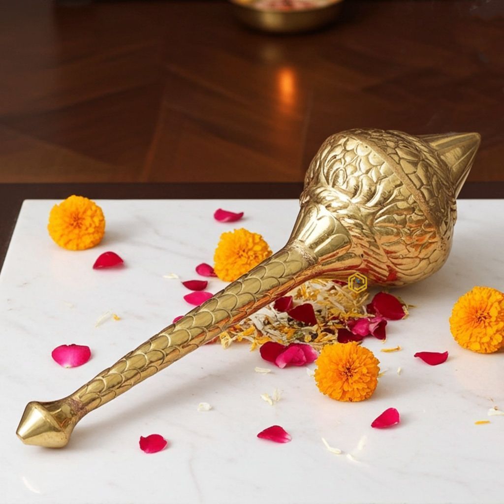 Brass Hanuman Mace, Gada No. 1 � Traditional Hanuman Ji Gada, Length : 10.5 Inch (ZMAS531 A)
