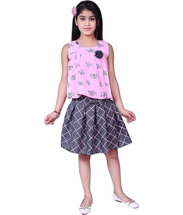 Arshia Fashions Girls Polyester Top With Skirt ( Pink )