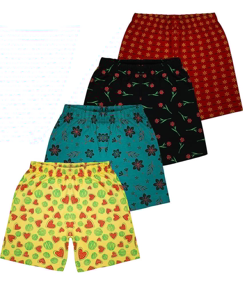 MIST N FOGG Pack of 4 Girls Cotton Bermudas ( Multicolor )