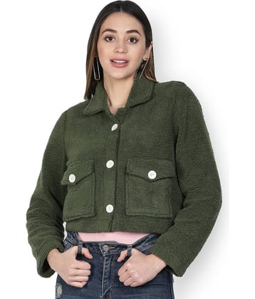 NUEVOSDAMAS Polyester Blend Green Jackets Single