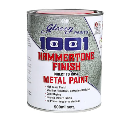 1001 Hammertone High-Gloss Metal Paint | Ideal for Metal Almirahs, Pipes, Machinery, Coolers, Steel Cupboards, & Woods & More | 500ml - Emerald Green Color